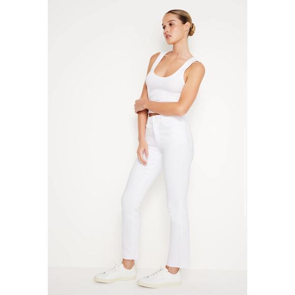 Good American Good Legs Straight Mid-Rise Jeans, Color White, Size 14 - Picture 2 of 8